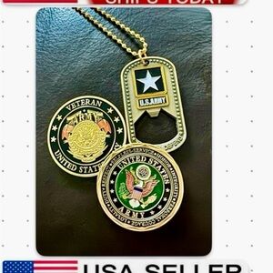US Army Veteran Coin and Dog Tag Set